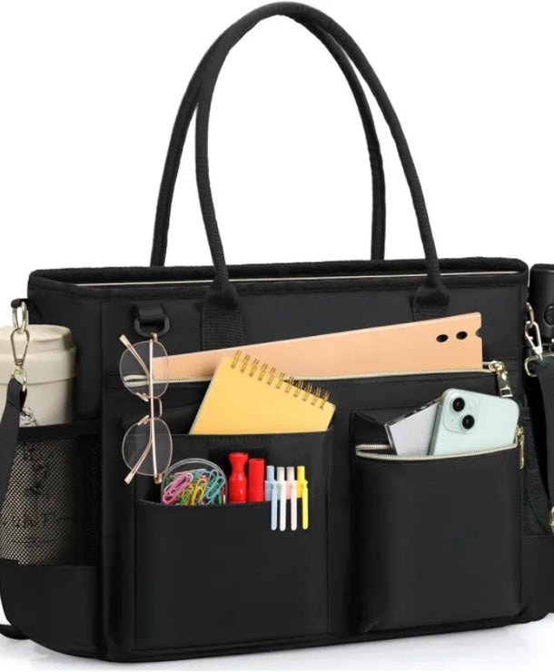 Bolso para laptop de cuadros en poliéster para mujer con asa superior - imagen 6