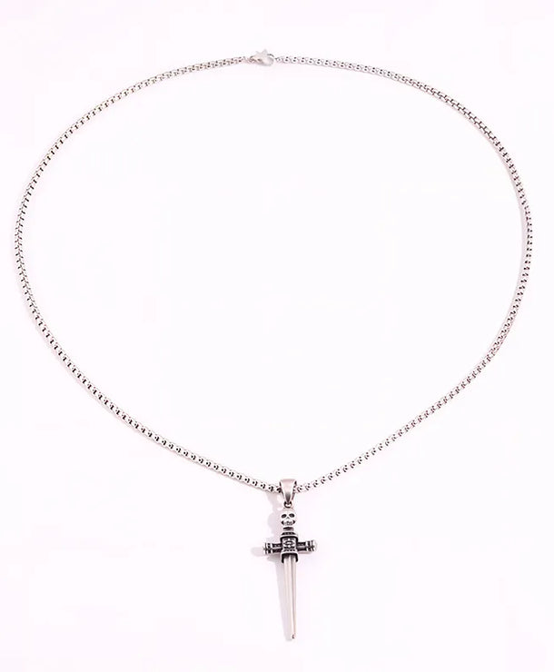 Collar de cruz con cadena box en acero inoxidable con acabado PVD - imagen 5
