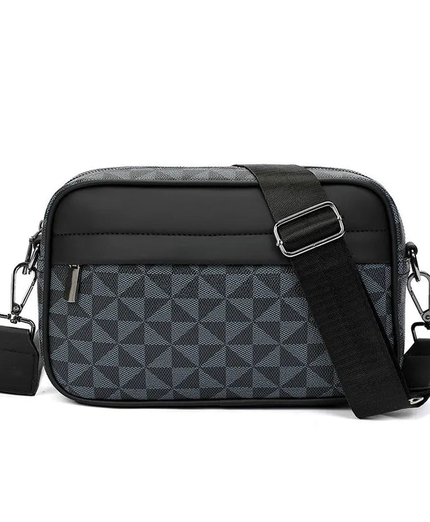 Bolso cruzado de piel sintética para hombre con diseño geométrico
