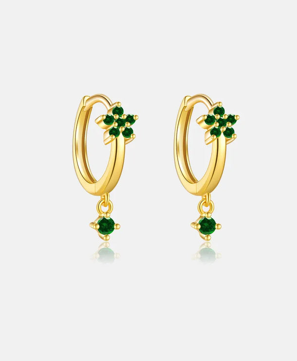 Aretes de plata esterlina 925 con baño de oro 18K y circonias geométricas - imagen 10