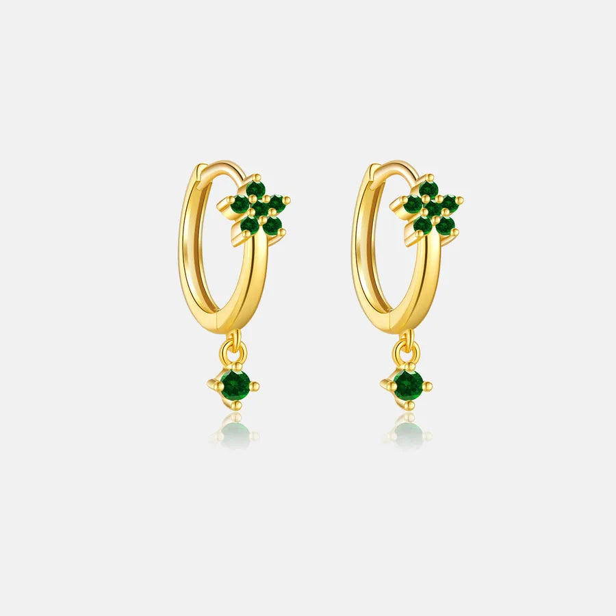 Aretes de plata esterlina 925 con baño de oro 18K y circonias geométricas - imagen 10