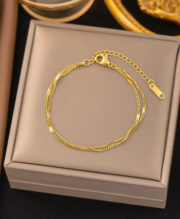 Pulsera de corazones con cadena cubana en acero 304 y baño de oro 18K - imagen 20
