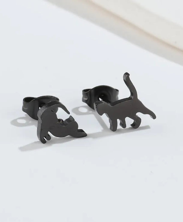 Aretes de botón de acero 304 con baño de oro 18K y diseño de animalitos - imagen 24