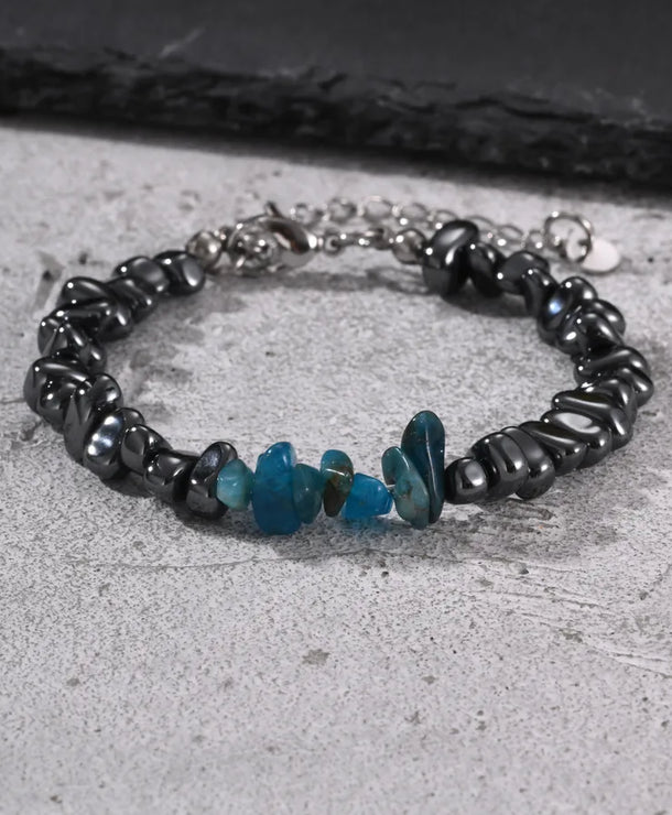 Pulsera de cuentas de hematita con acero inoxidable para hombre - imagen 5