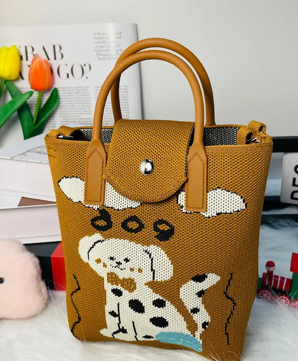 Bolso cruzado tejido con estampado de letras y flores para mujer - imagen 10
