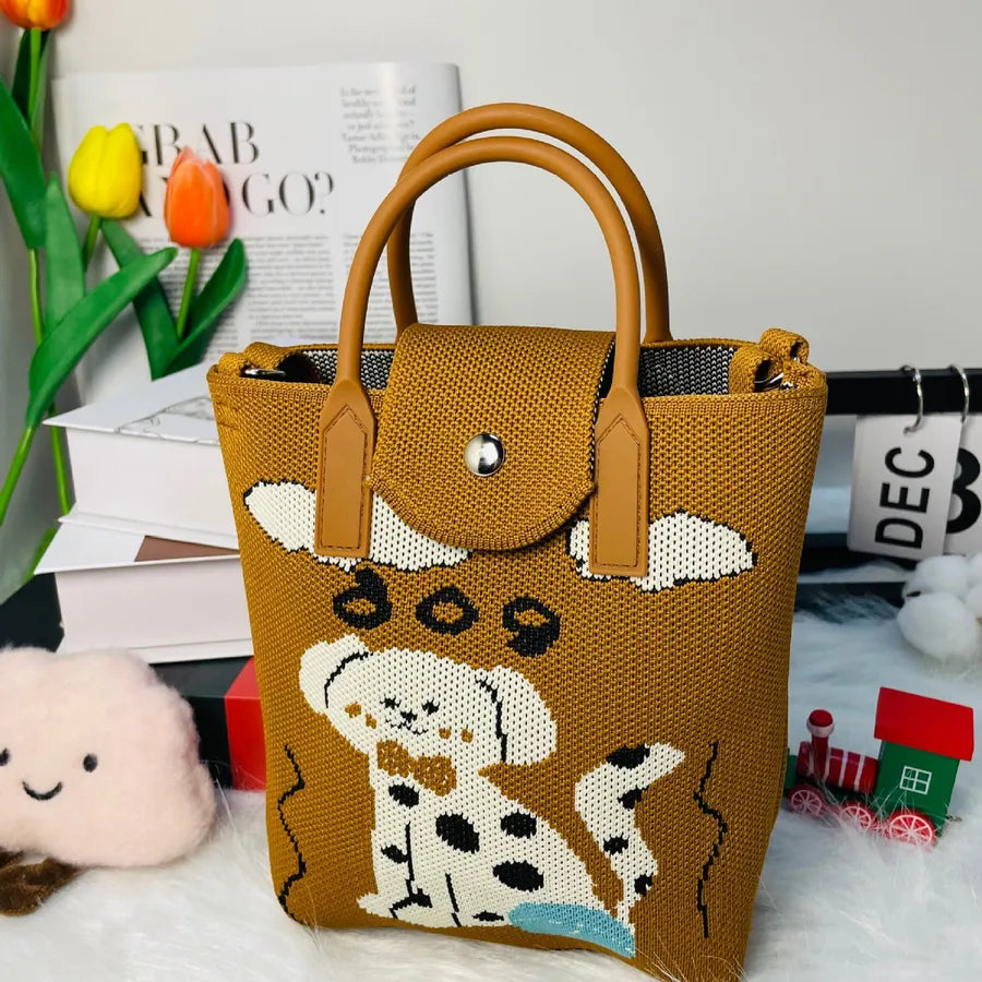 Bolso cruzado tejido con estampado de letras y flores para mujer - imagen 10