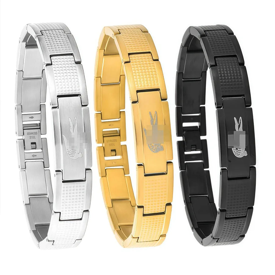 Pulsera geométrica de acero 316 chapada en oro 18K, antideslustre