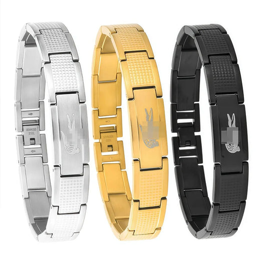 Pulsera geométrica de acero 316 chapada en oro 18K, antideslustre