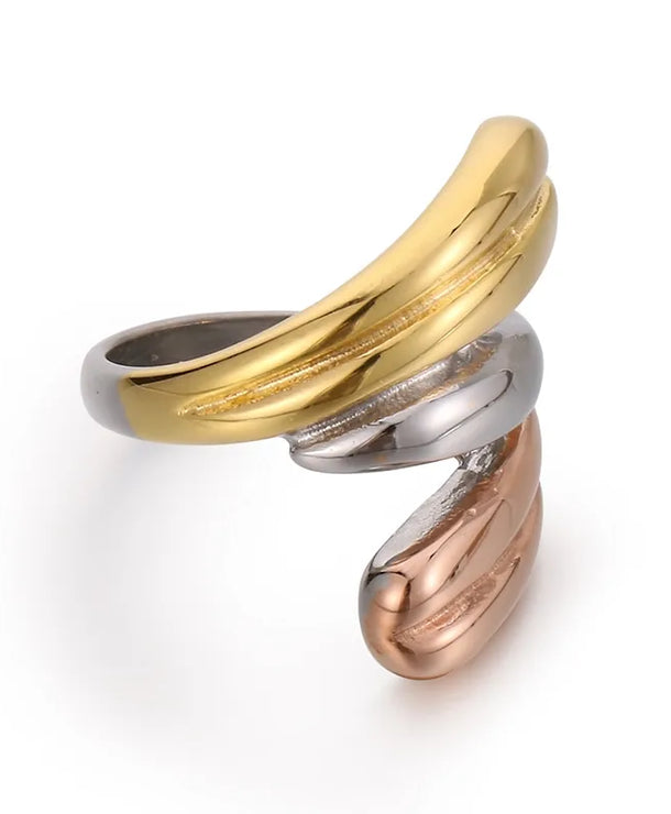Anillo de acero 304 con baño de oro 18K y diseño geométrico calado - imagen 17