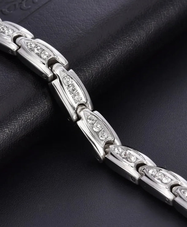Pulsera de acero de titanio con micro-incrustaciones y cierre magnético - imagen 3