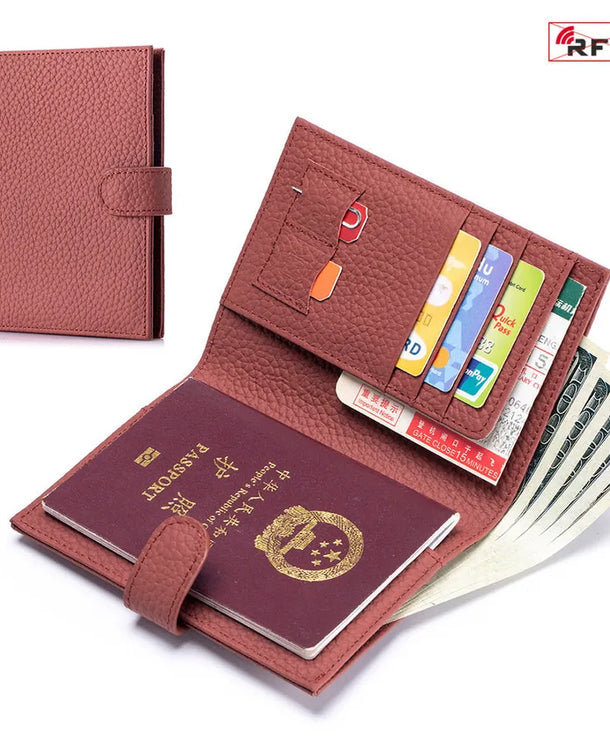 Portapasaportes de piel genuina para mujer con protección RFID - imagen 11