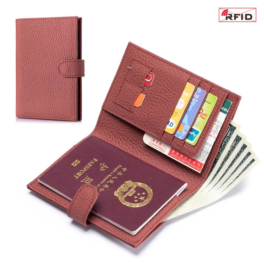 Portapasaportes de piel genuina para mujer con protección RFID - imagen 11
