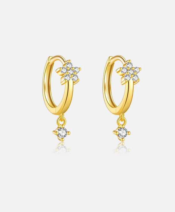 Aretes de plata esterlina 925 con baño de oro 18K y circonias geométricas - imagen 8