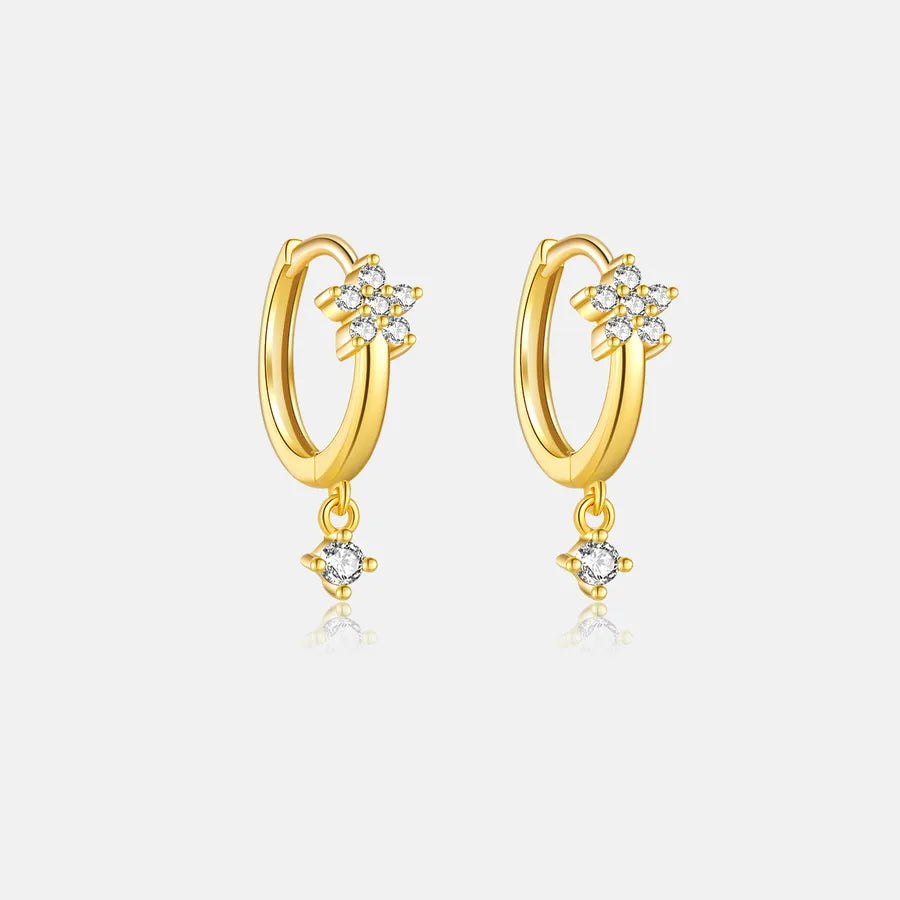Aretes de plata esterlina 925 con baño de oro 18K y circonias geométricas - imagen 8