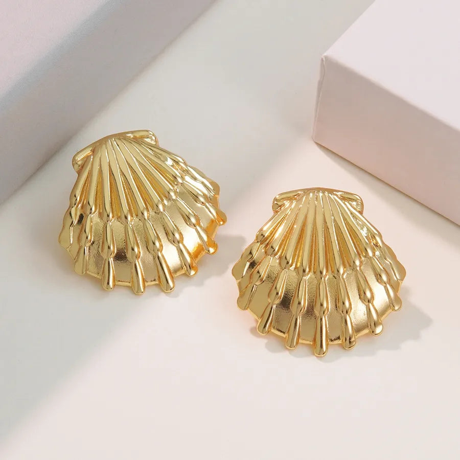 Aretes de botón de acero 304 con diseño de estrella de mar y concha - imagen 12