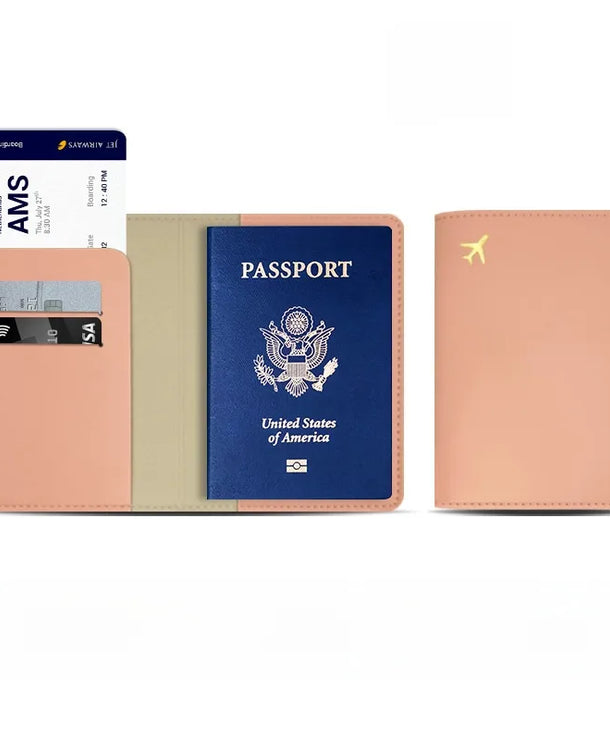 Portapasaportes unisex de piel sintética con diseño calado de avión - imagen 6
