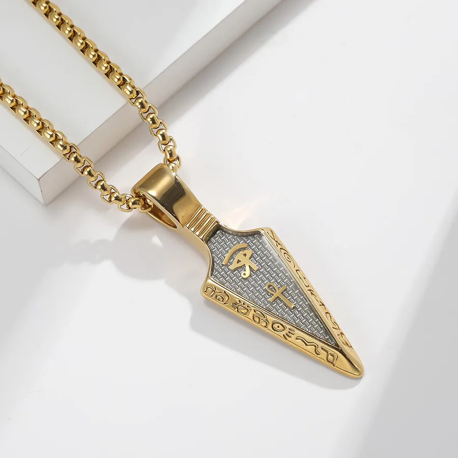 Collar con dije en acero 304 con baño de oro 18K e incrustaciones