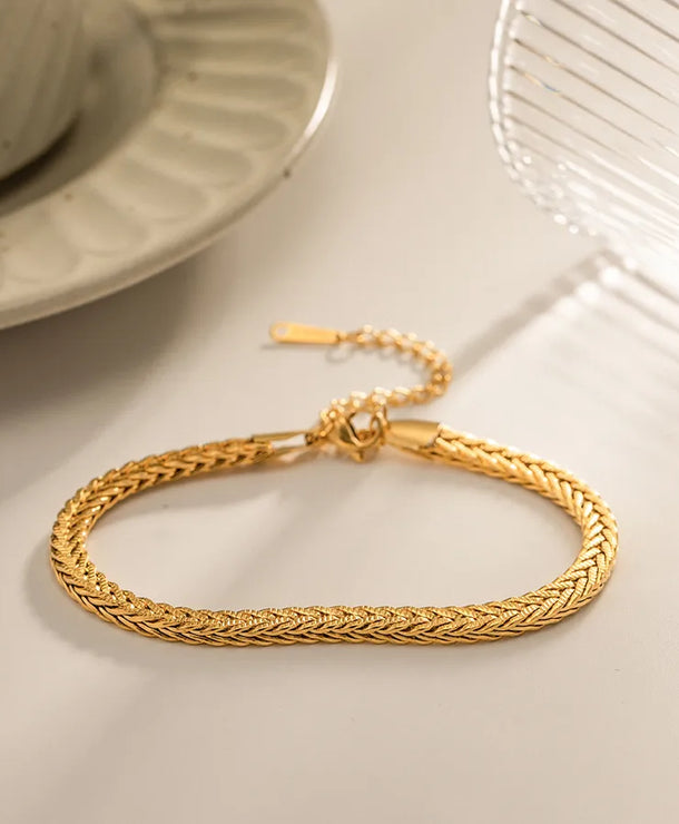 Pulsera redonda dorada de acero 304, estilo INS para mujer - imagen 5