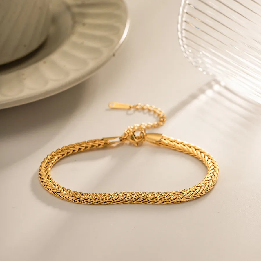 Pulsera redonda dorada de acero 304, estilo INS para mujer - imagen 5