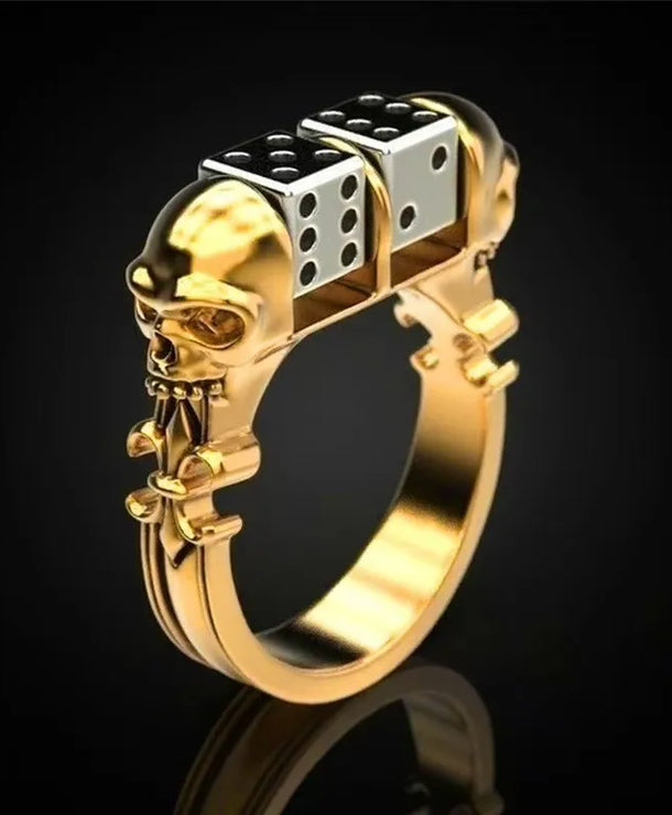 Anillo de aleación con diseño de calavera dorada, estilo punk - imagen 6