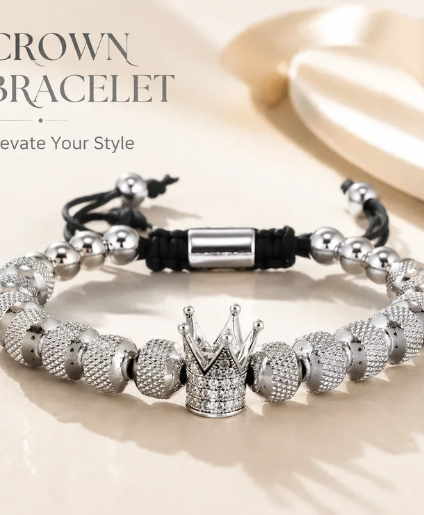 Pulsera de corona chapada en oro 18K con circonias, ajustable - imagen 4