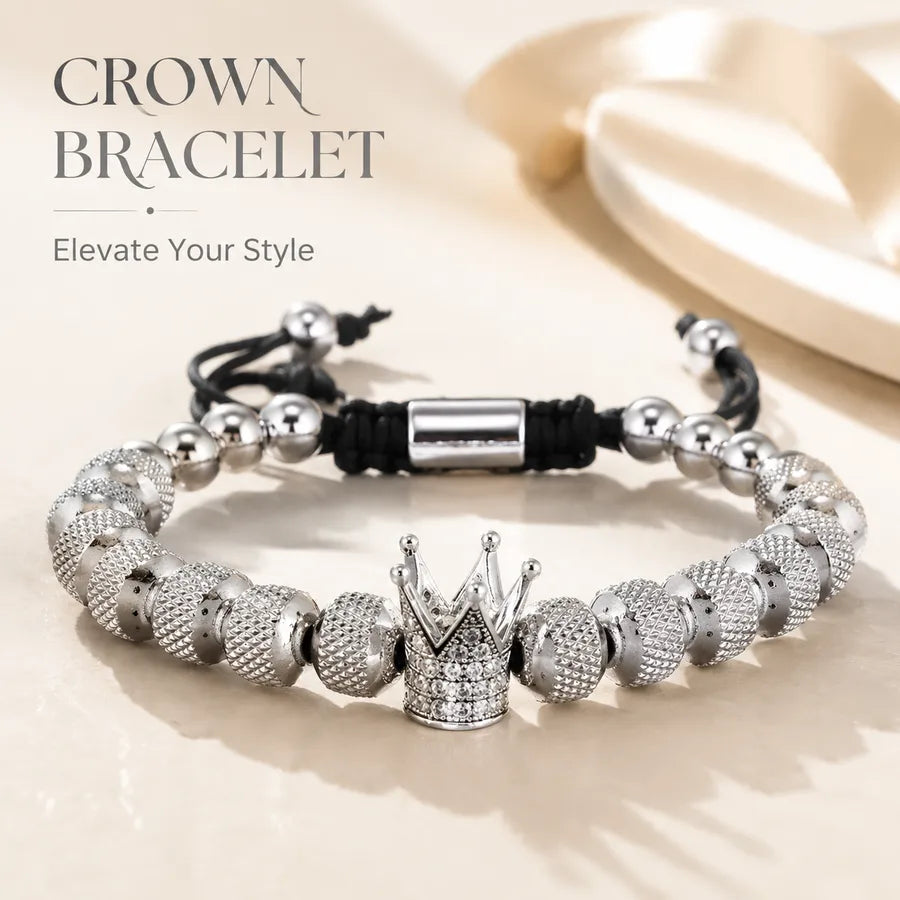 Pulsera de corona chapada en oro 18K con circonias, ajustable - imagen 4