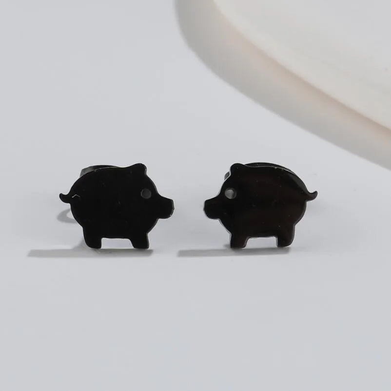 Aretes de botón de acero 304 con baño de oro 18K y diseño de animalitos - imagen 16