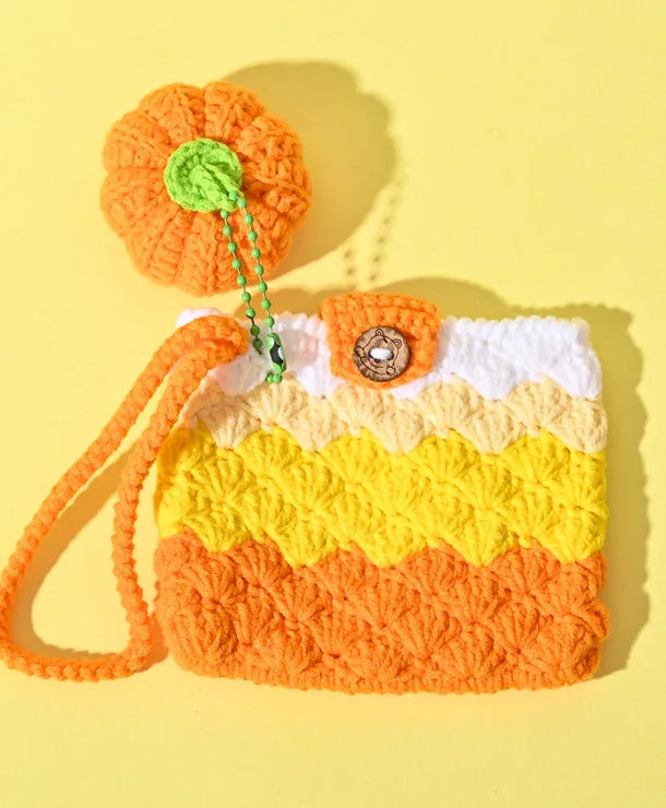 Monedero de estambre tejido a crochet con estampado de frutas, unisex - imagen 8