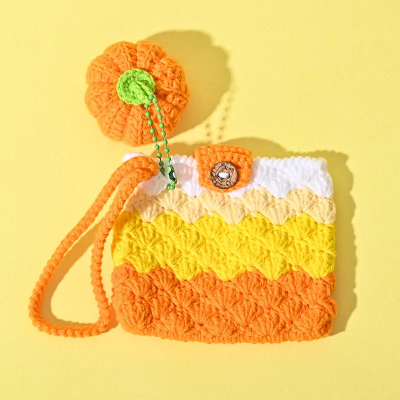 Monedero de estambre tejido a crochet con estampado de frutas, unisex - imagen 8