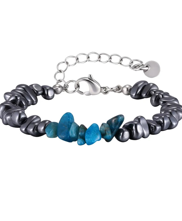 Pulsera de cuentas de hematita con acero inoxidable para hombre - imagen 7