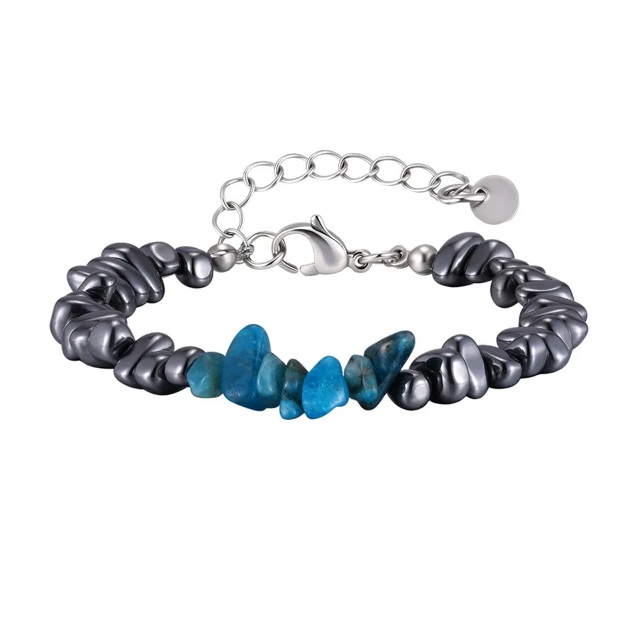 Pulsera de cuentas de hematita con acero inoxidable para hombre - imagen 7