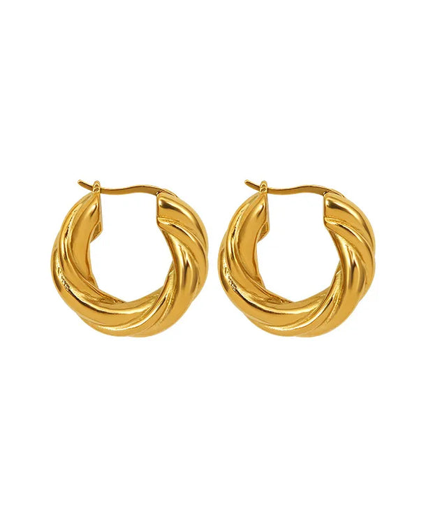 Aretes de acero inoxidable 304 con baño de oro 18K y diseño geométrico - imagen 5