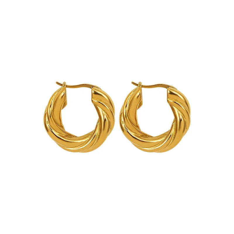 Aretes de acero inoxidable 304 con baño de oro 18K y diseño geométrico - imagen 5