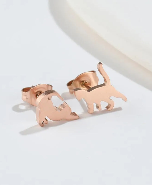 Aretes de botón de acero 304 con baño de oro 18K y diseño de animalitos - imagen 23