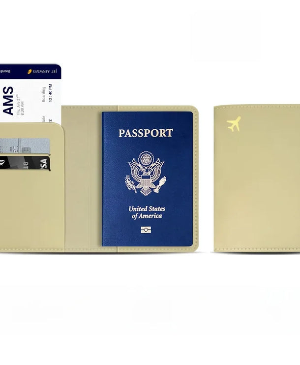 Portapasaportes unisex de piel sintética con diseño calado de avión - imagen 10