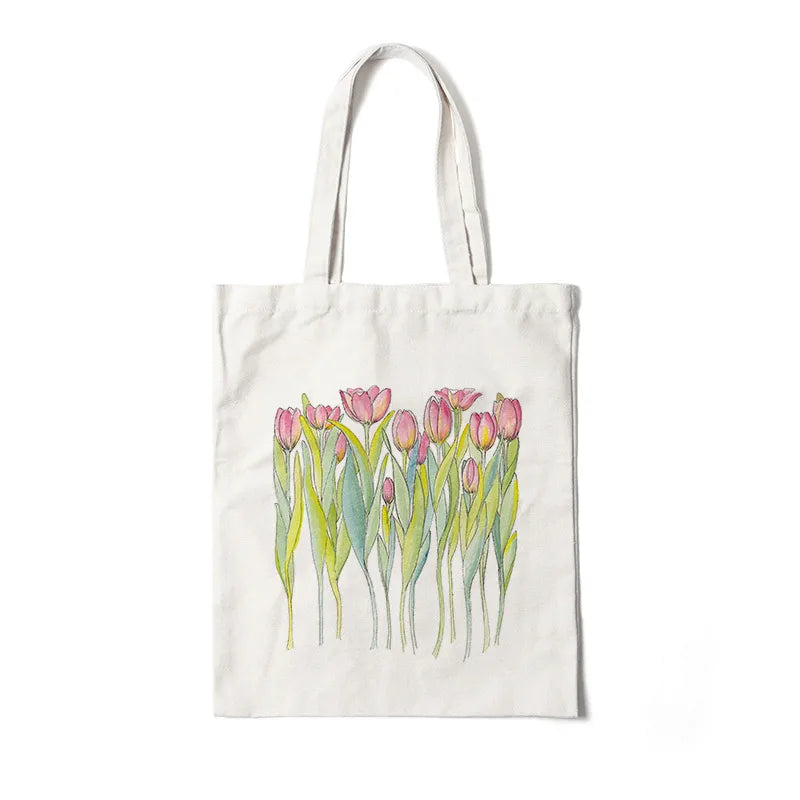 Bolso de lona con estampado de flores para mujer, diseño abierto - imagen 22