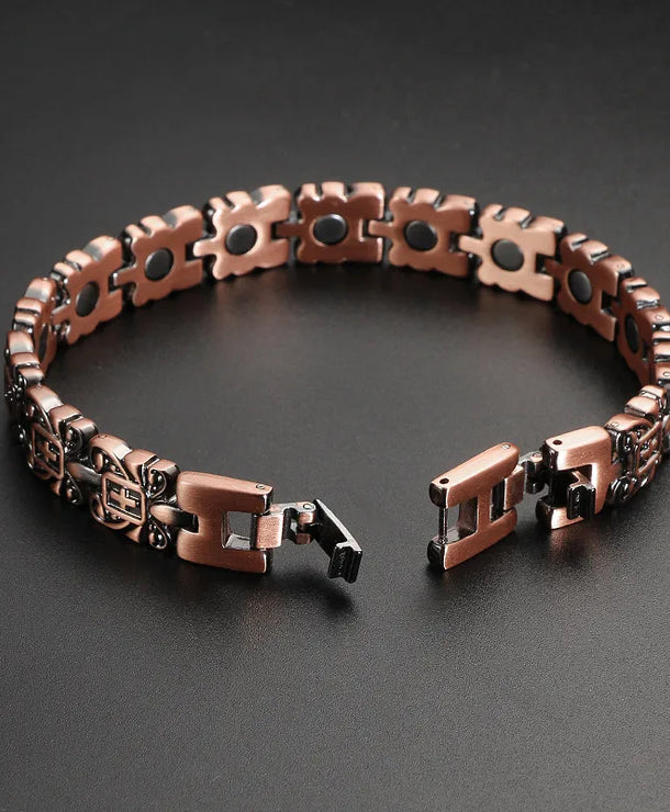 Pulsera magnética de cobre rojo con cruz, estilo vintage - imagen 3