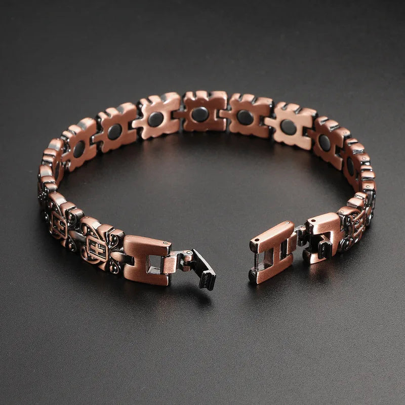 Pulsera magnética de cobre rojo con cruz, estilo vintage - imagen 3