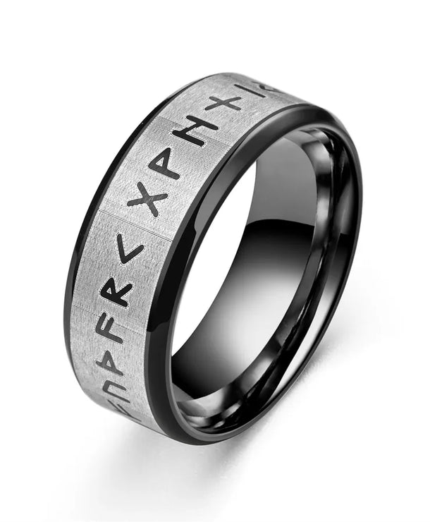 Anillo de acero 304 con diseño color block y grabado para hombre - imagen 6
