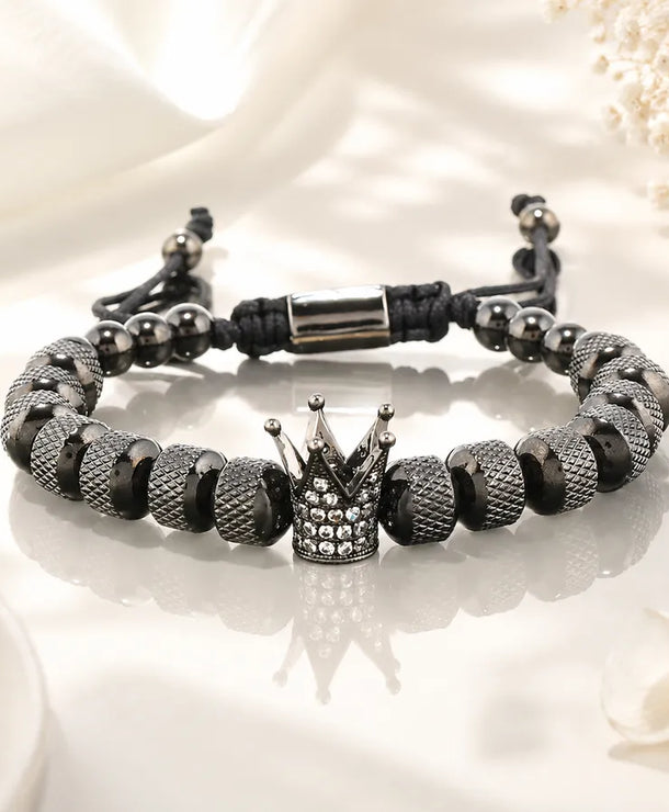 Pulsera de corona chapada en oro 18K con circonias, ajustable - imagen 8