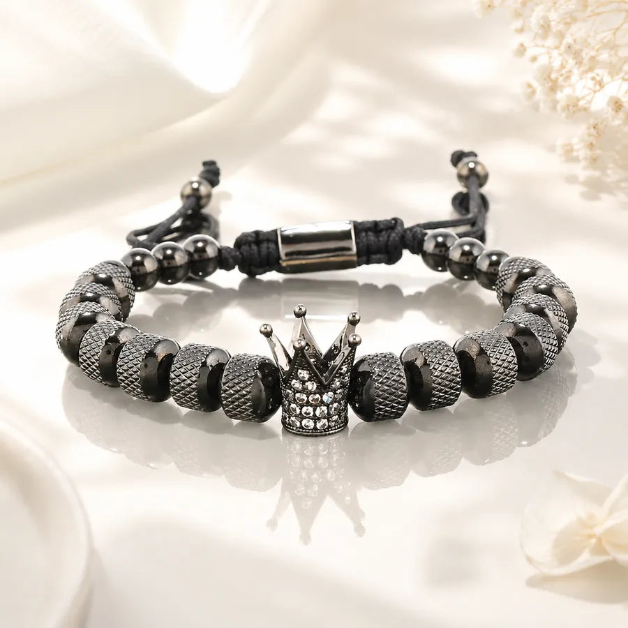 Pulsera de corona chapada en oro 18K con circonias, ajustable - imagen 8