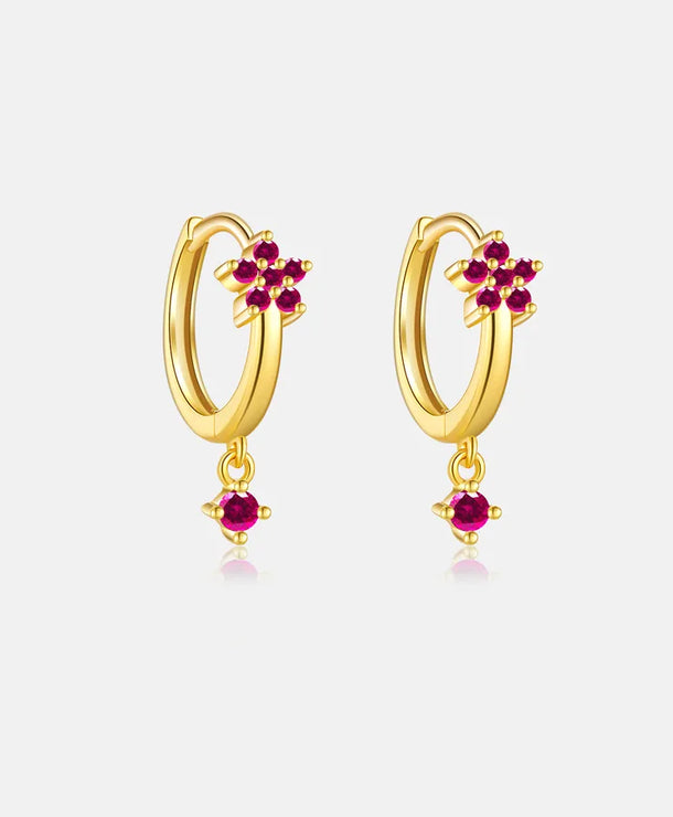 Aretes de plata esterlina 925 con baño de oro 18K y circonias geométricas - imagen 11