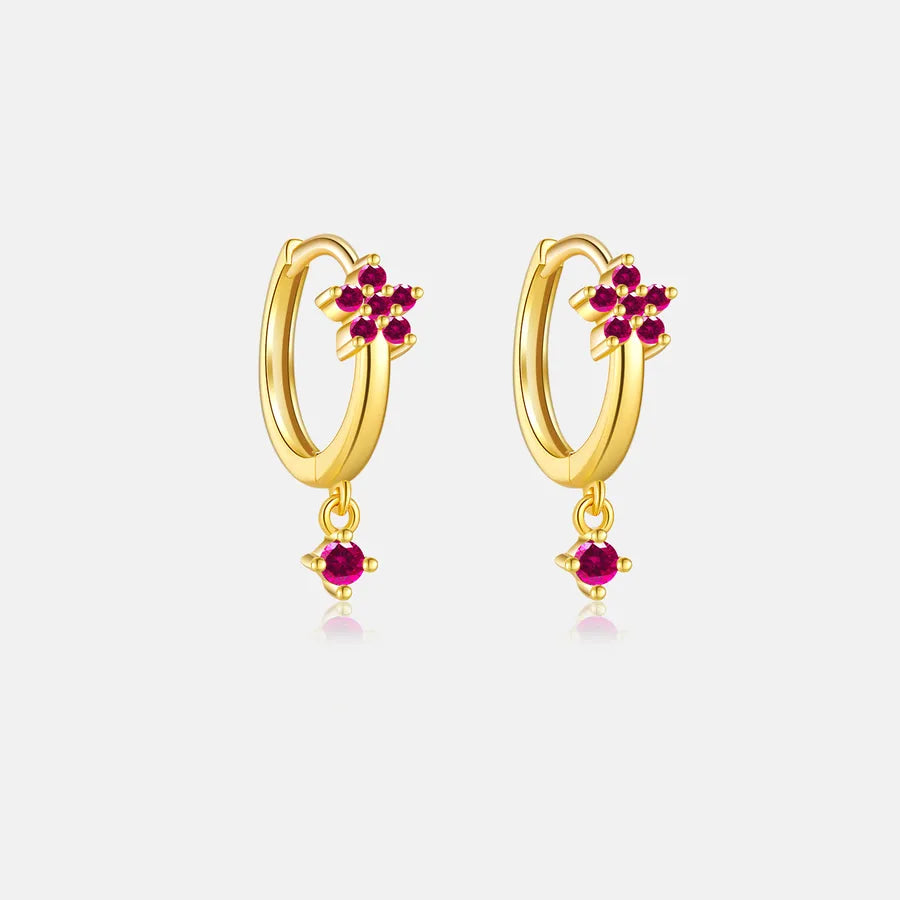 Aretes de plata esterlina 925 con baño de oro 18K y circonias geométricas - imagen 11