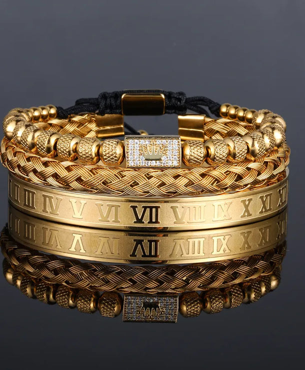 Pulsera de acero de titanio para hombre con dije de corona, estilo punk