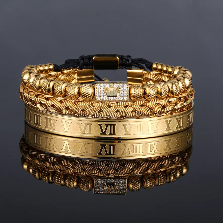 Pulsera de acero de titanio para hombre con dije de corona, estilo punk