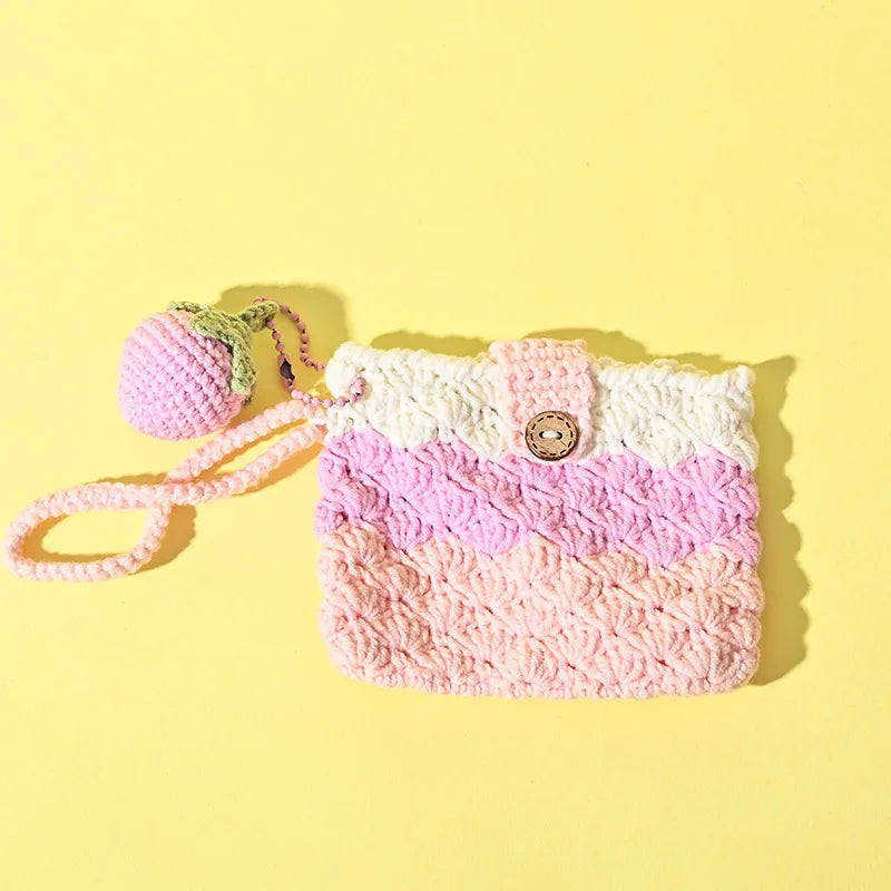 Monedero de estambre tejido a crochet con estampado de frutas, unisex - imagen 11