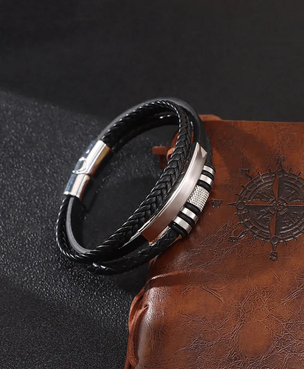 Pulsera de piel trenzada unisex con broche magnético de aleación - imagen 3