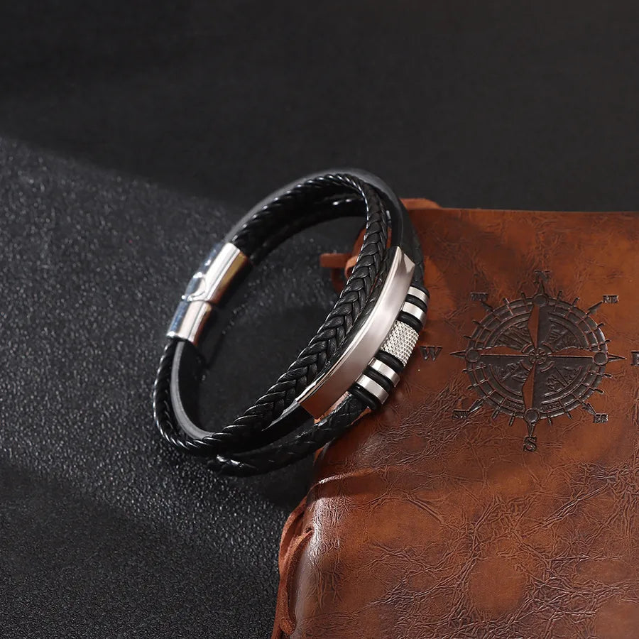 Pulsera de piel trenzada unisex con broche magnético de aleación - imagen 3
