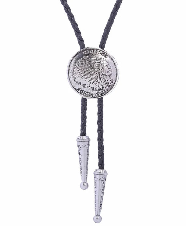 Corbata bolo de aleación con cordón de piel y dijes de estrella y calavera - imagen 21