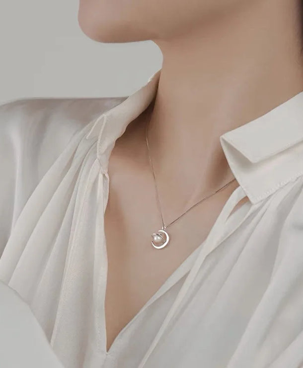 Collar con dije de plata esterlina 925 e incrustación de perla - imagen 4